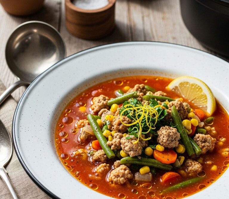 Rustic Turkey and Vegetable Soup in Light Broth