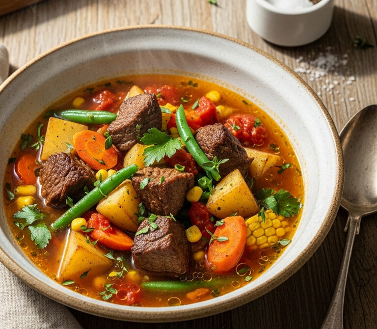 Rustic Vegetable-Beef Soup with Farmhouse Broth