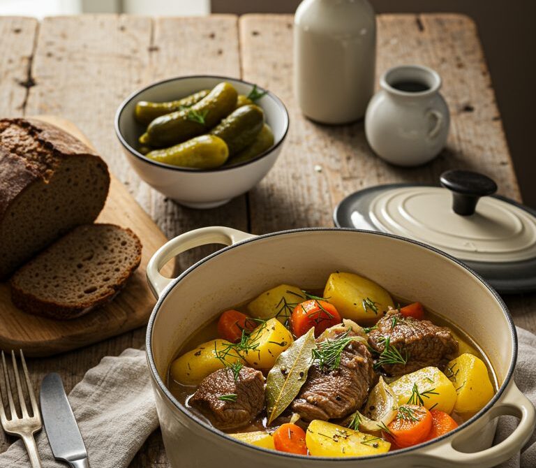 Rustic Zharkoye Beef and Potato Stew