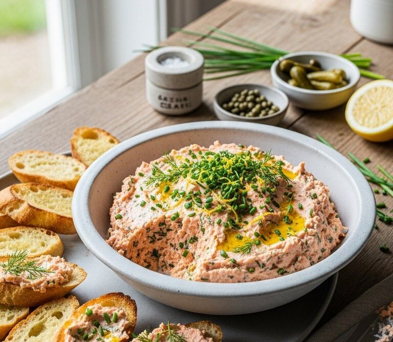 Salmon Rillettes with Crème Fraîche, Lemon, and Chives