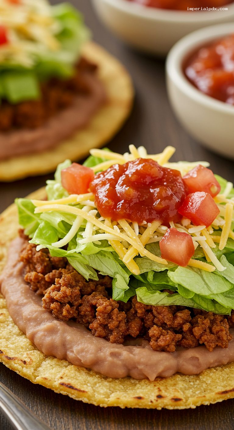 San Antonio Chalupas with Refried Beans and Salsa – Closeup
