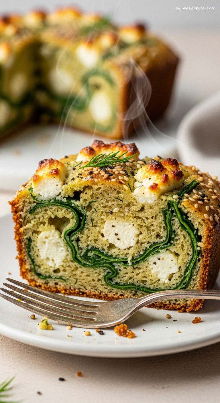 Savory Spinach-Feta Quick Bread – Closeup