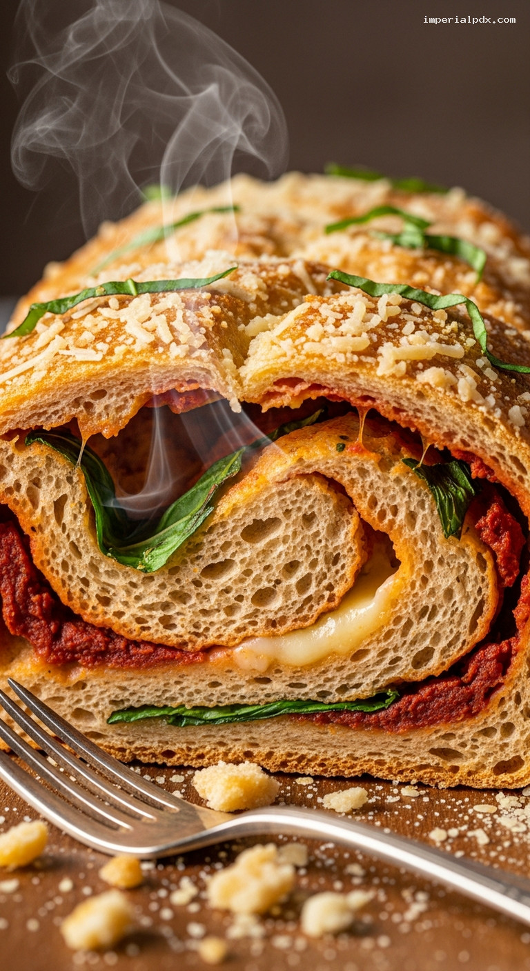Savory Tomato-Basil Parmesan Bread – Closeup