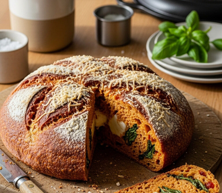 Savory Tomato-Basil Parmesan Bread