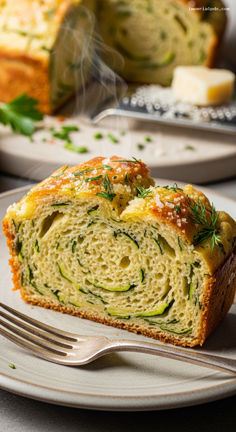 Savory Zucchini Parmesan Herb Bread – Closeup