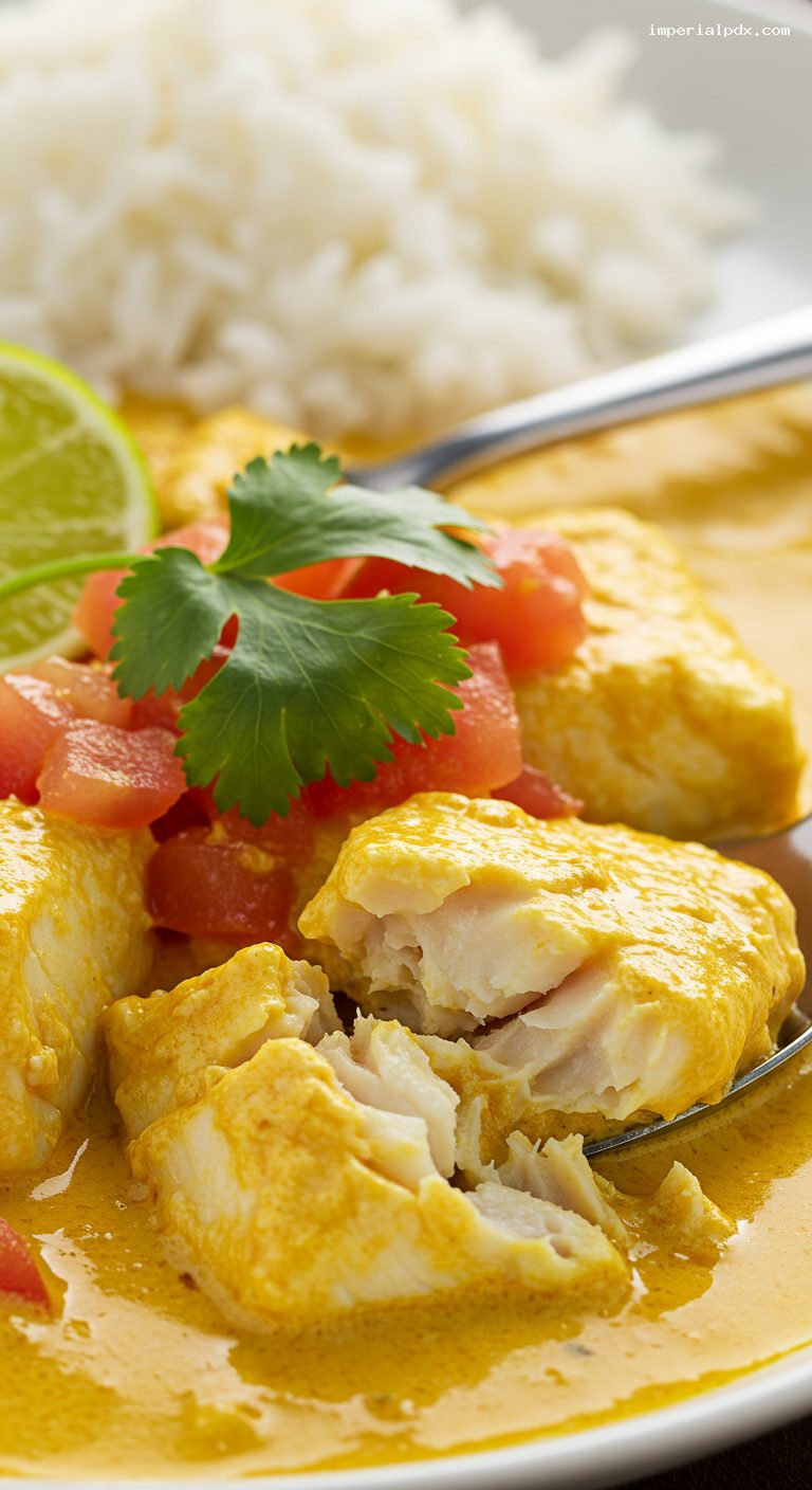 Seychellois Creole Fish Curry with Coconut and Lime – Closeup