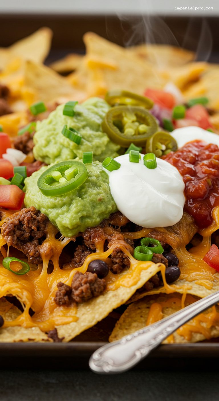 Sheet-Pan Loaded Nachos with All the Fixings – Closeup