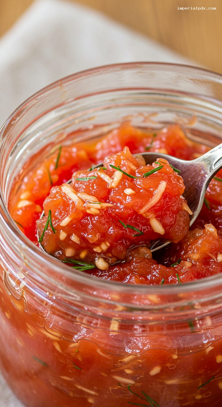Siberian Horseradish-Tomato Relish (Khrenovina) – Closeup