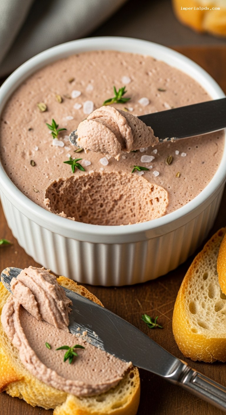 Silky Chicken Liver Mousse With Cognac and Shallots – Closeup