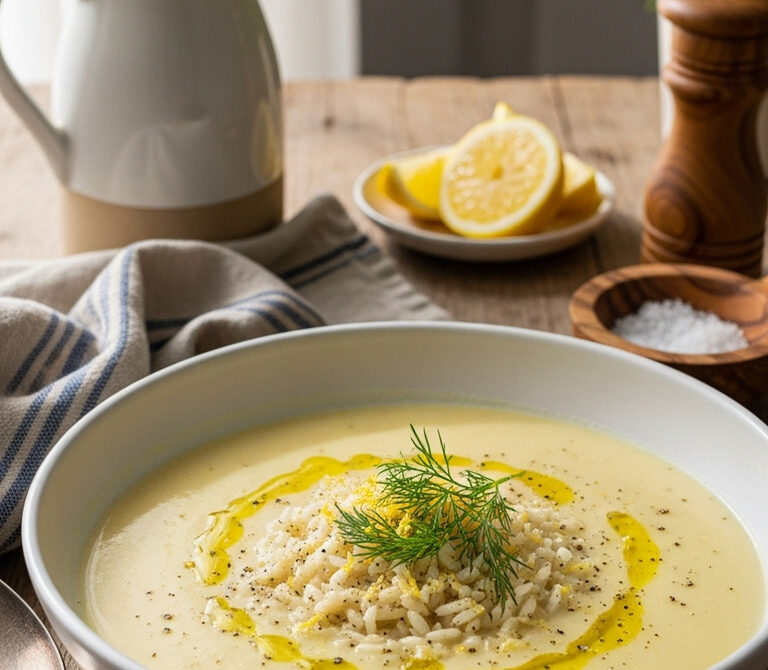 Silky Greek Avgolemono Soup with Lemon and Dill