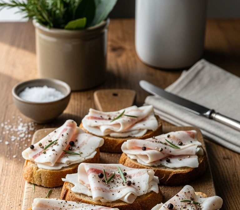Silky Herb-Cured Lardo for Bread and Vegetables