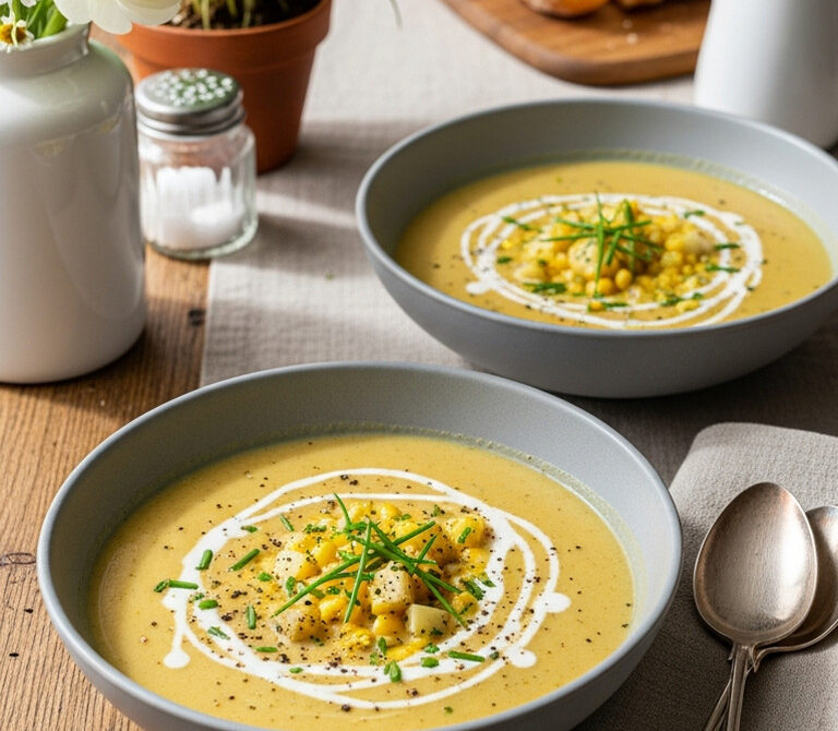 Silky Sweet Corn and Potato Bisque with Chives