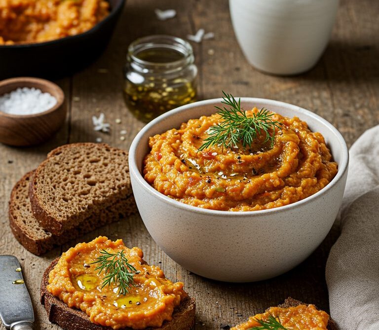 Silky Zucchini Spread (Kabachkovaya Ikra) on Rye Toast