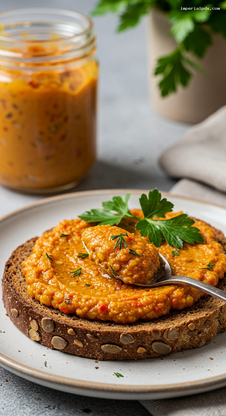 Silky Zucchini Spread on Rye Toast – Closeup