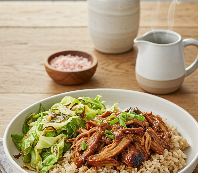 Slow-Cooked Kalua Turkey with Cabbage and Rice