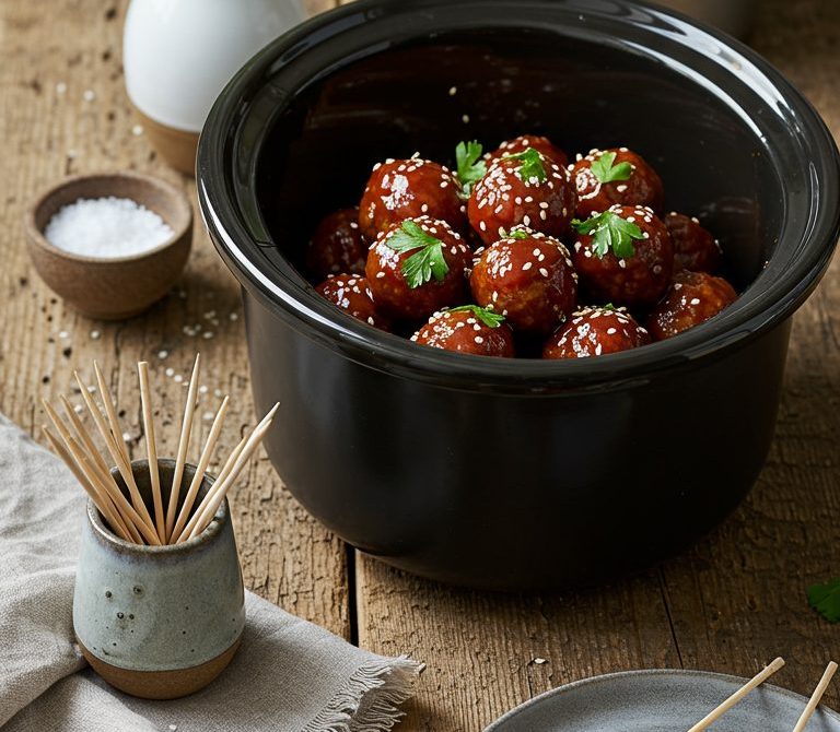 Slow Cooker BBQ Cocktail Meatballs