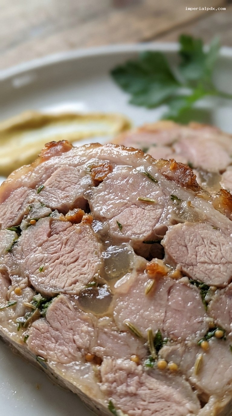 Slow-Roasted Pork Shoulder Porchetta Terrine – Closeup