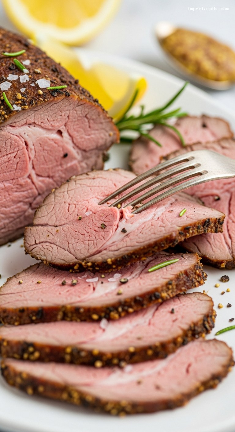 Smoked Garlic-Rosemary Lamb Shoulder Cold Cuts – Closeup