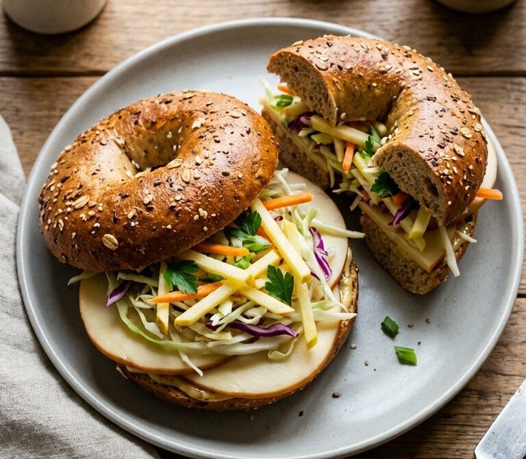Smoked Gouda and Apple Slaw Bagel Sandwich
