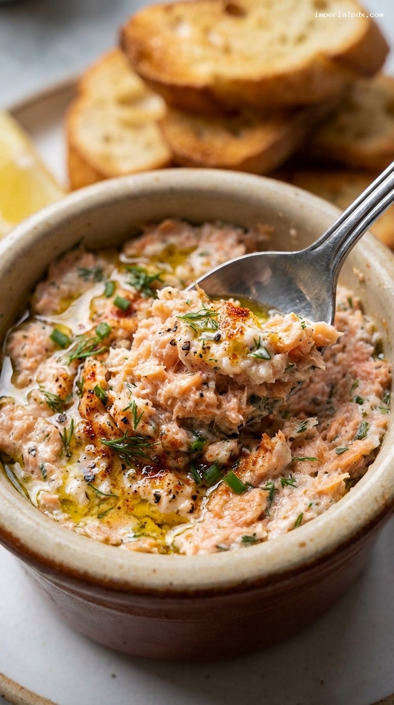 Smoked Salmon Collar Rillettes With Lemon and Dill – Closeup