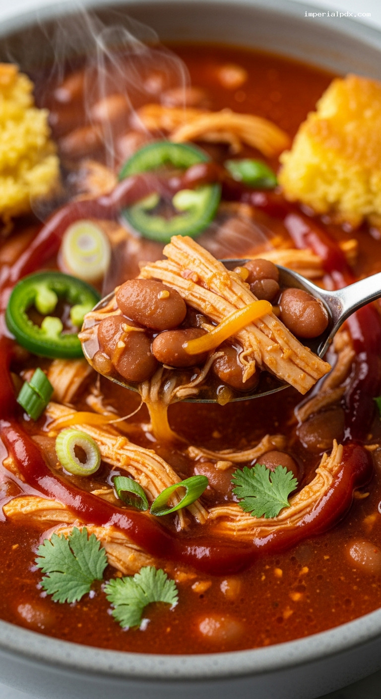 Smoky Barbecue Chicken and Bean Soup – Closeup