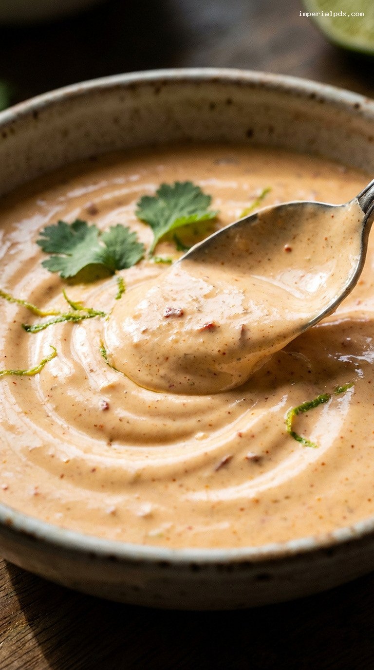 Smoky Chipotle Lime Crema for Tacos and More – Closeup