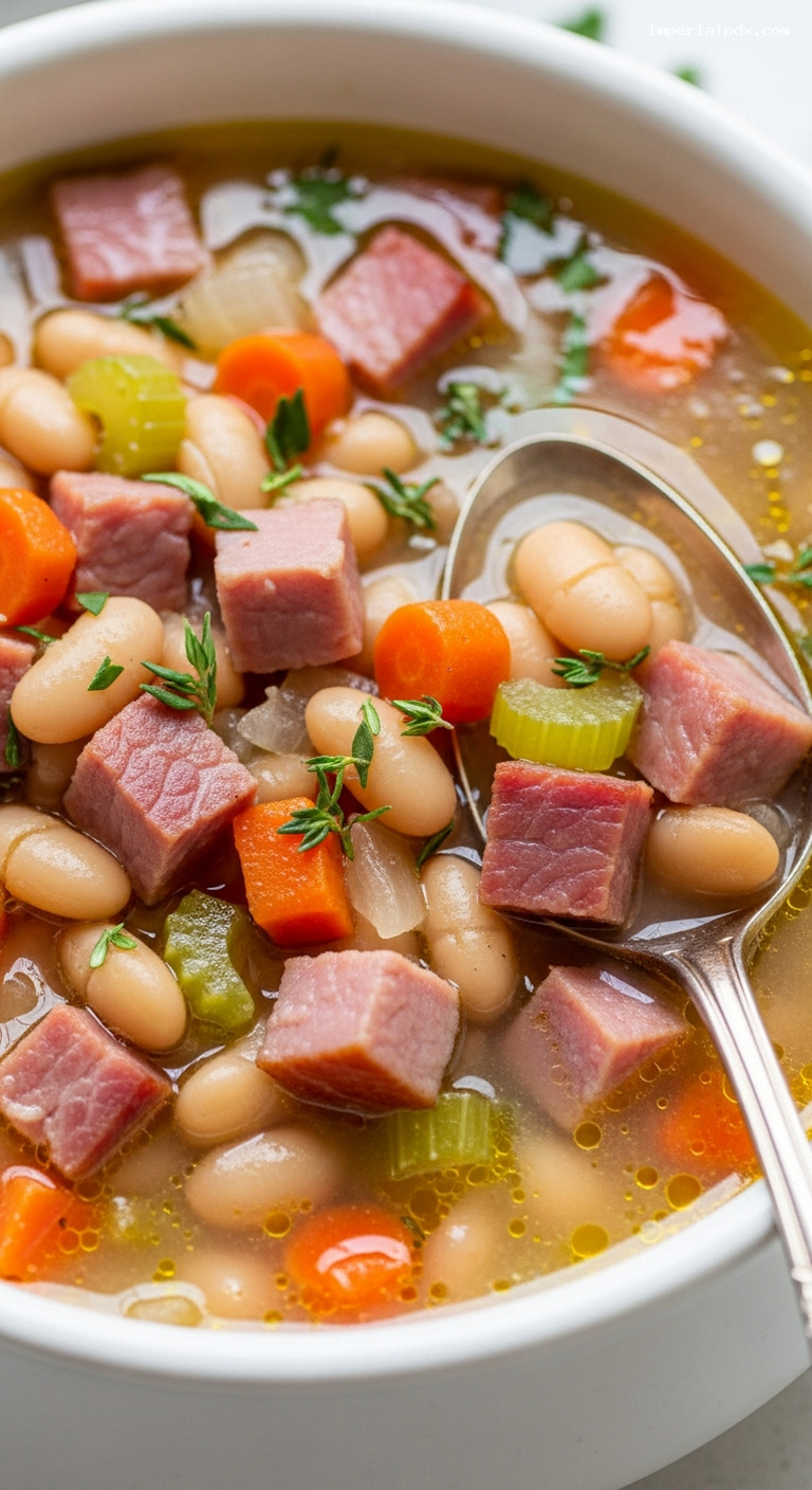 Smoky Ham and White Bean Soup – Closeup
