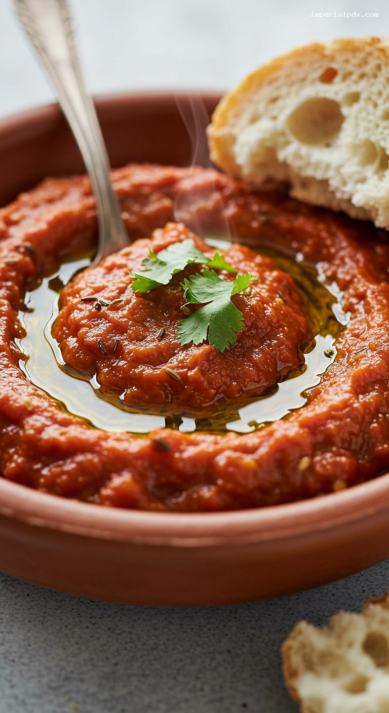 Smoky Moroccan Zaalouk (Roasted Eggplant-Tomato Relish) – Closeup