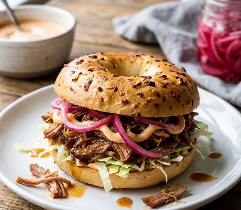 Smoky Pulled Pork Bagel