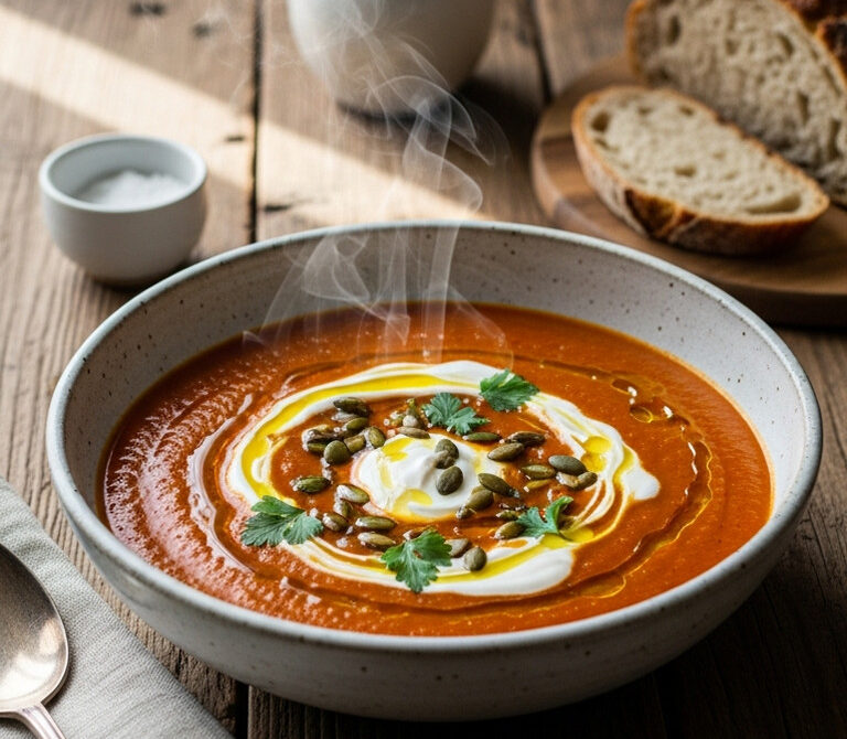 Smoky Roasted Red Pepper and Lentil Soup