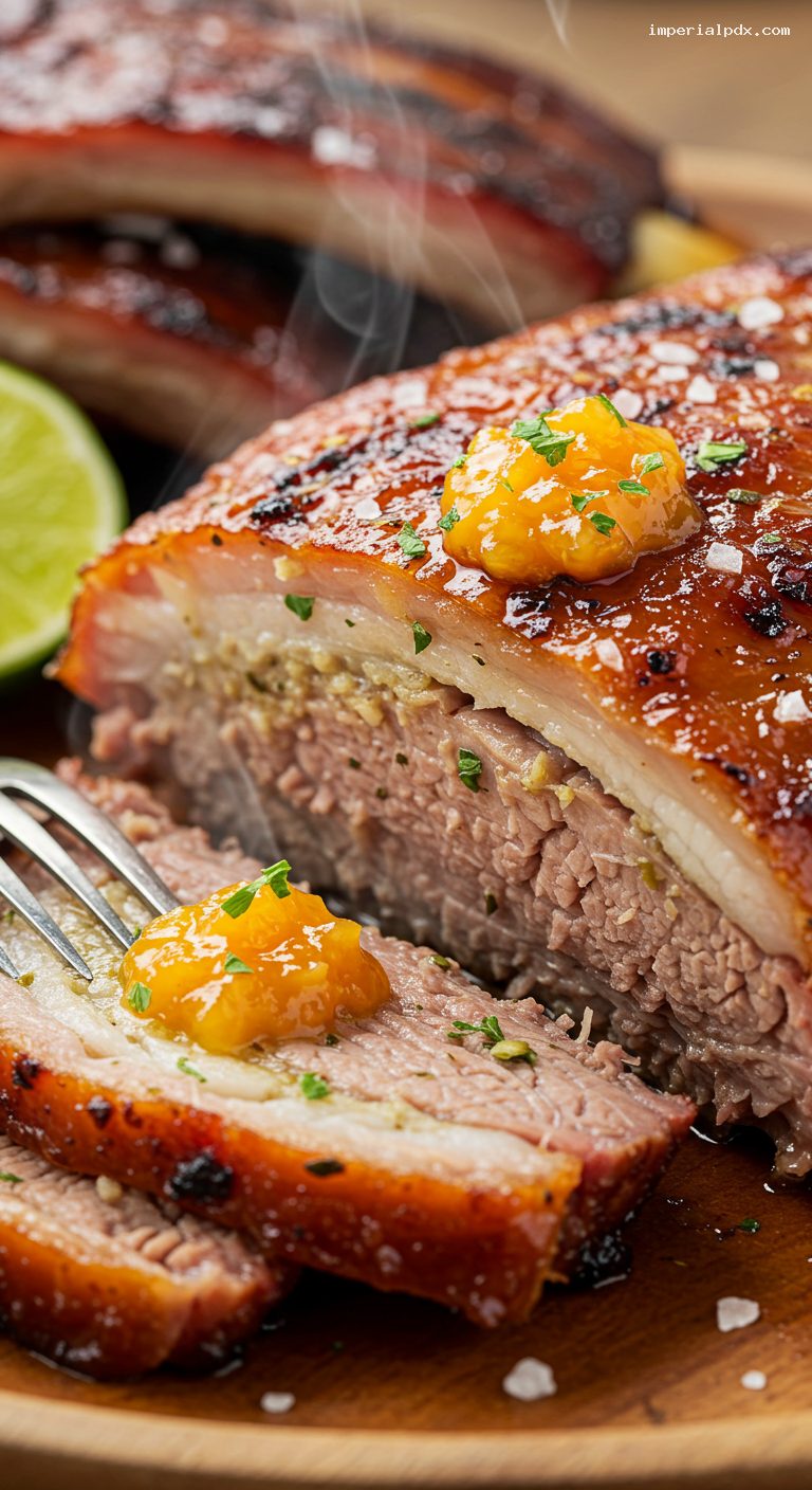South Texas Cabrito Asado with Citrus and Garlic – Closeup