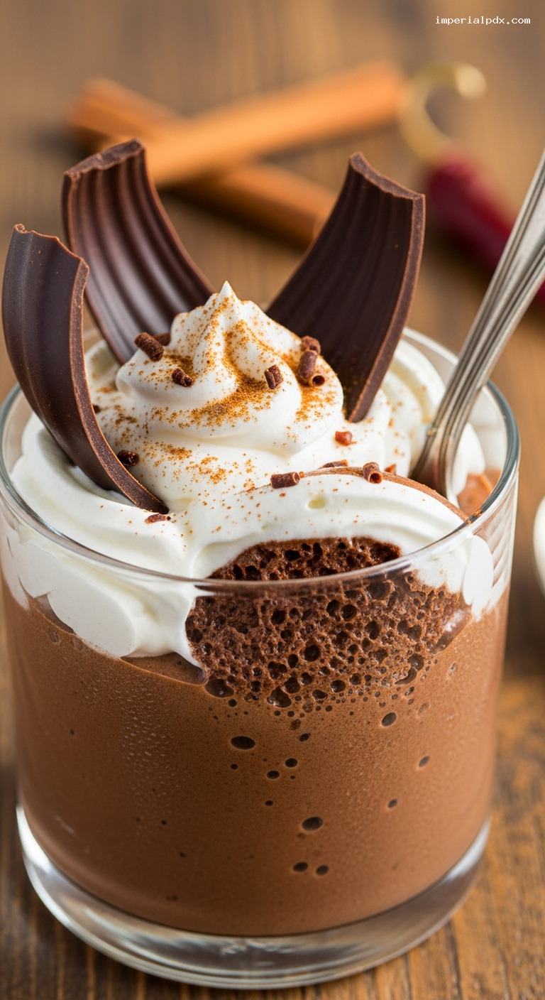 Spiced Hot Chocolate Mousse with Cinnamon and Chili – Closeup