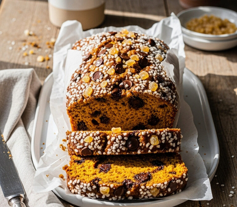 Spiced Pumpkin Ginger Chocolate Chip Loaf