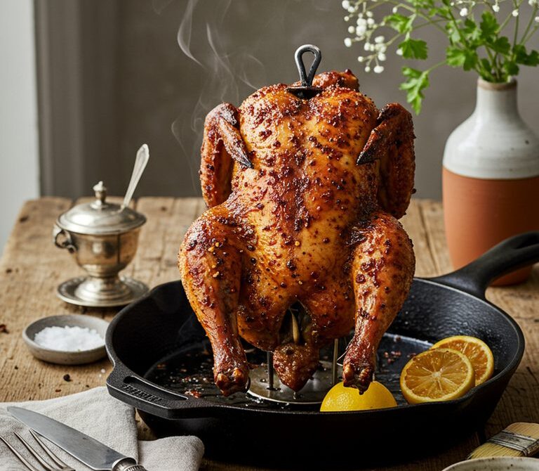 Spicy Beer-Can Chicken with Crispy Skin