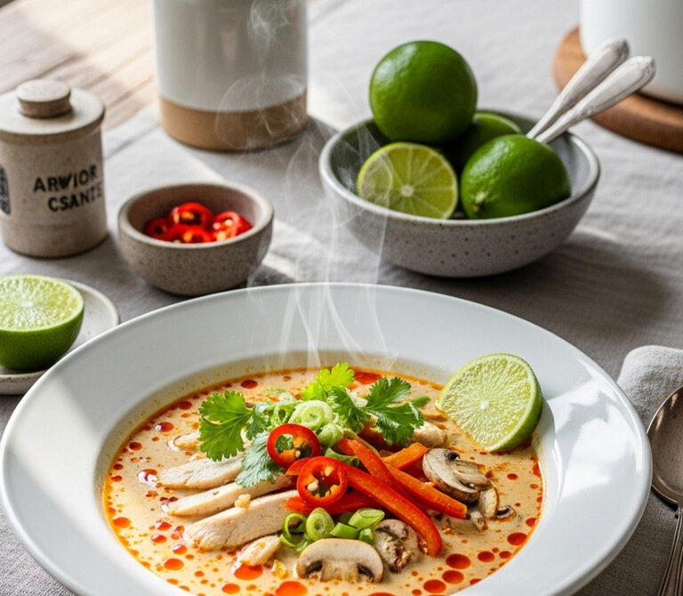 Spicy Thai Coconut Chicken Soup with Lemongrass