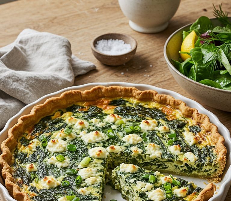 Spinach and Feta Quiche with Buttery Crust