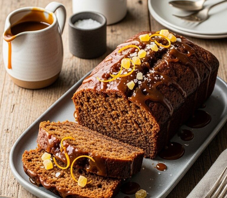 Sticky Ginger Toffee Loaf with Warm Toffee Sauce