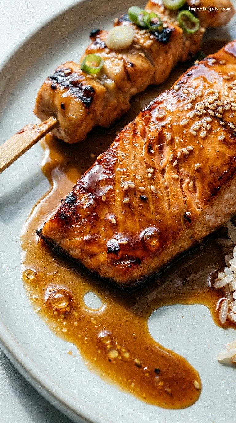 Sticky Honey Teriyaki Glaze for Salmon and Chicken – Closeup