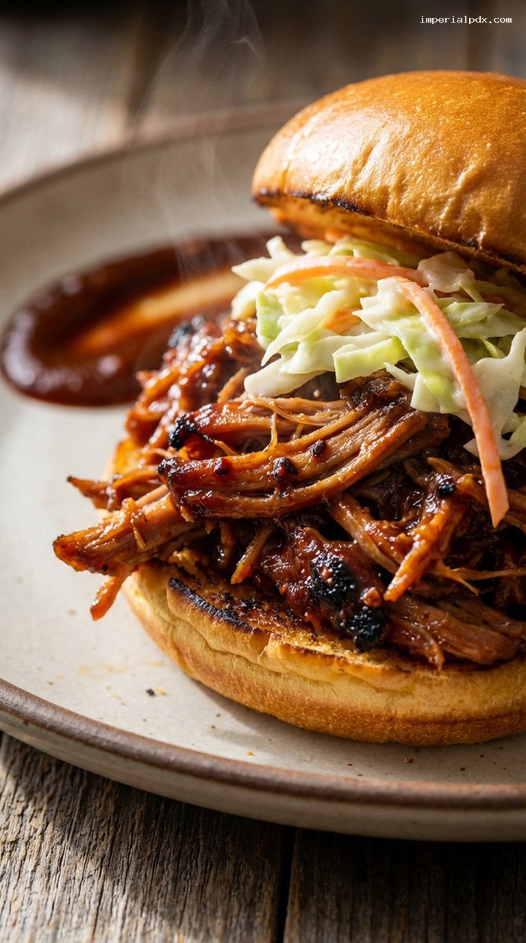 Sticky Molasses Chipotle BBQ Pulled Pork – Closeup