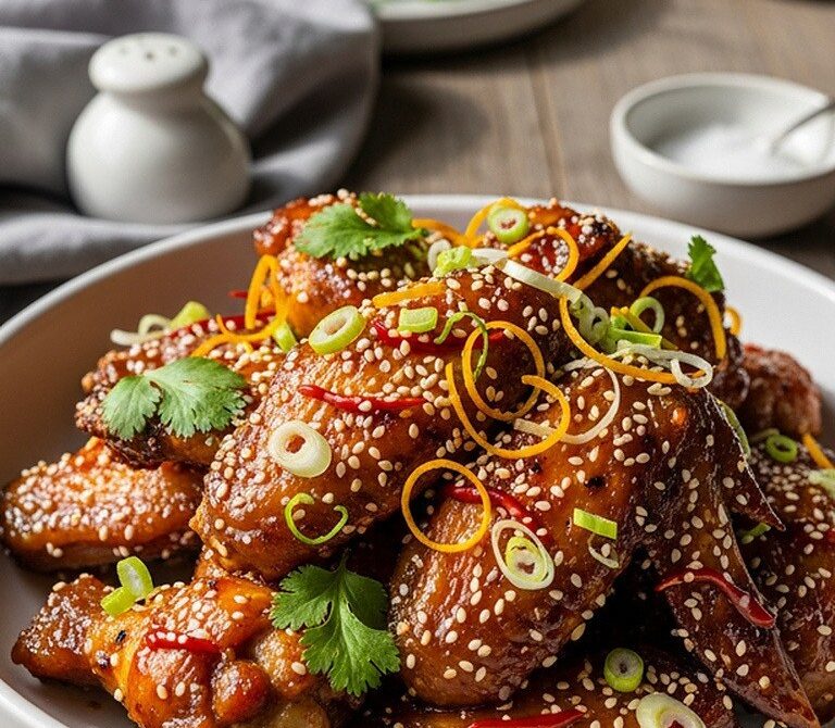 Sticky Orange-Ginger Chicken Wings with Sweet Heat