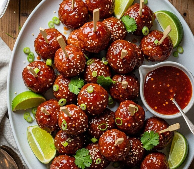 Sticky Sweet Chili Baked Meatballs