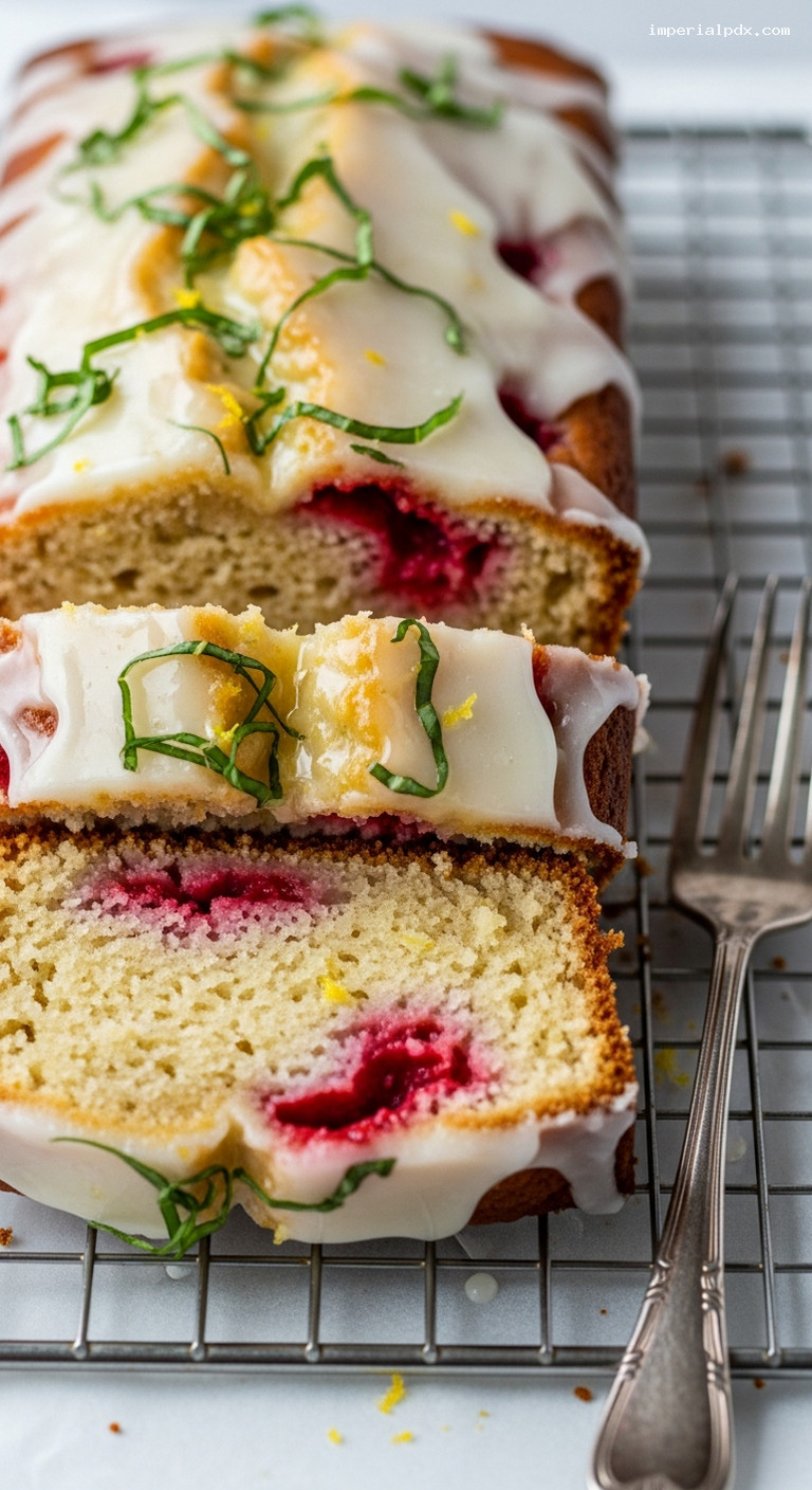 Strawberry Basil Lemonade Loaf Cake – Closeup