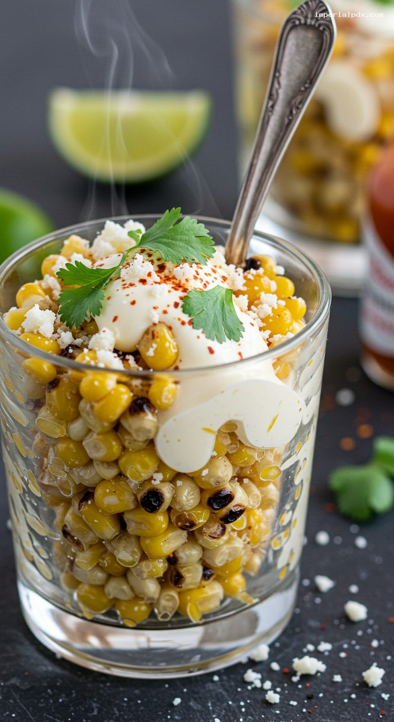 Street-Style Esquites (Mexican Corn in a Cup) – Closeup