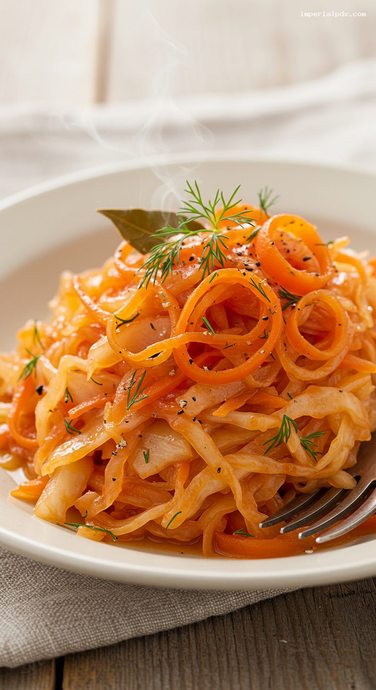 Sweet-Tangy Braised Cabbage (Tushenaya Kapusta) – Closeup