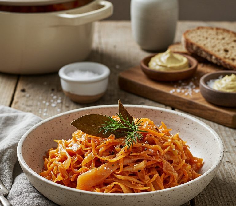 Sweet-Tangy Braised Cabbage (Tushenaya Kapusta)