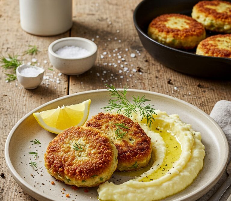 Tender Russian Fish Patties with Mashed Potatoes