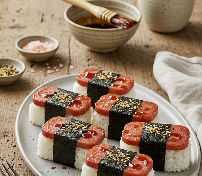 Teriyaki Spam Musubi with Furikake and Nori