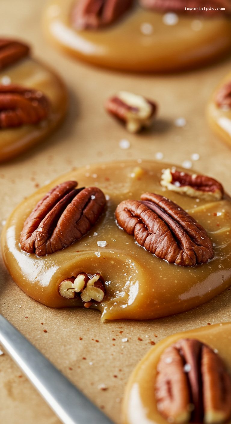 Texas Pecan Pralines with Brown Sugar Cream – Closeup