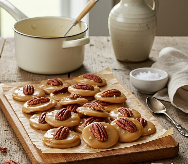 Texas Pecan Pralines with Brown Sugar Cream