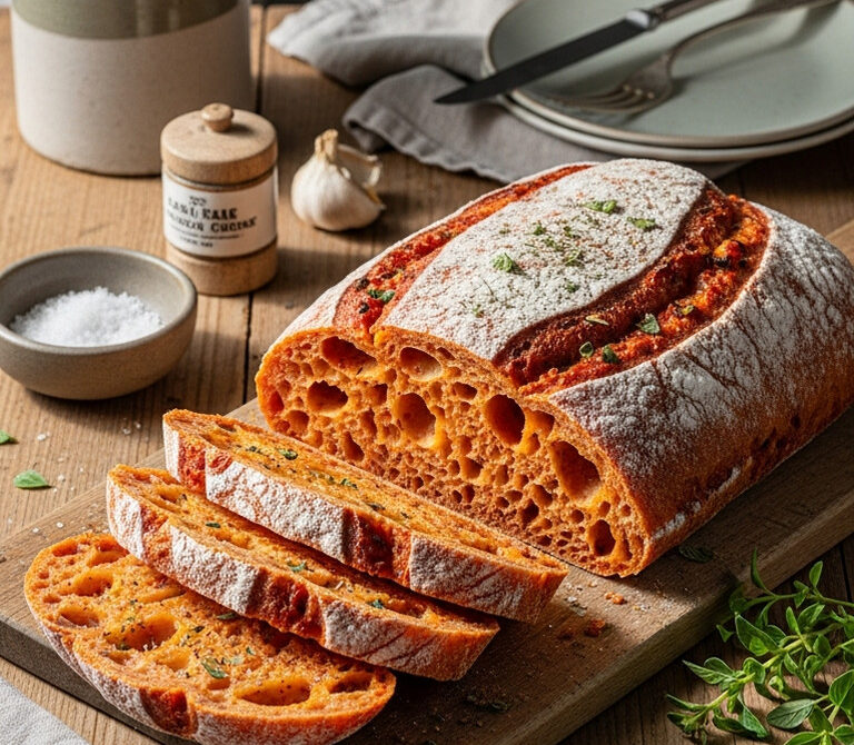 Tomato Roasted Garlic Ciabatta with Oregano